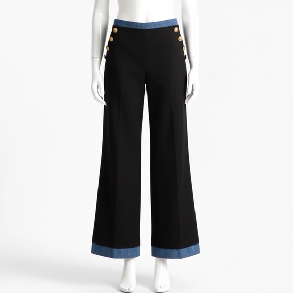 Alice + Olivia Narin Nautical Inspired Cropped High Rise Wide-Leg Pants Size 2 - Picture 7 of 10